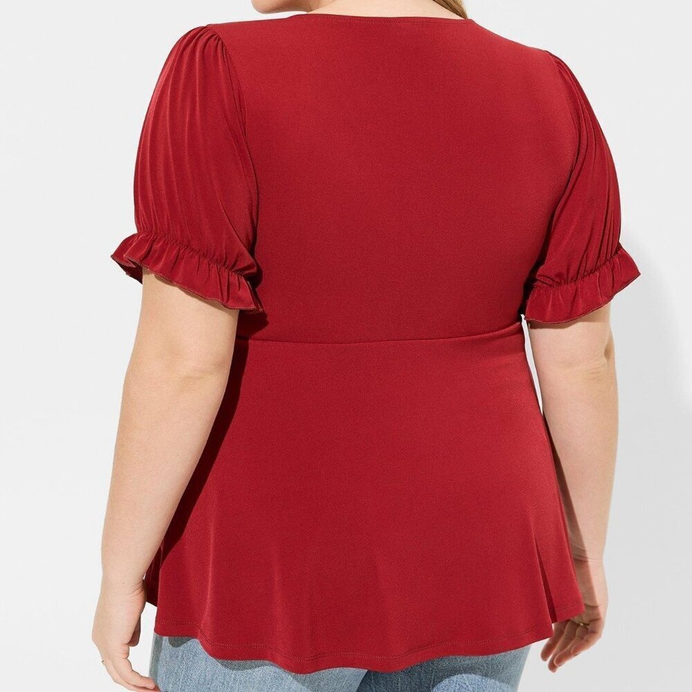 Studio Knit Babydoll Button Front Puff Sleeve Babydoll - Picture 3 of 6